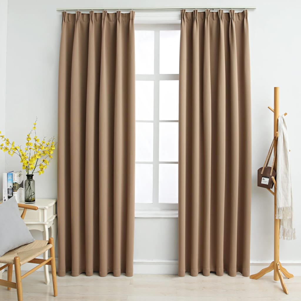 Verdunkelungsvorhänge mit Haken 2 Stk. Taupe 140x225cm Stilecasa