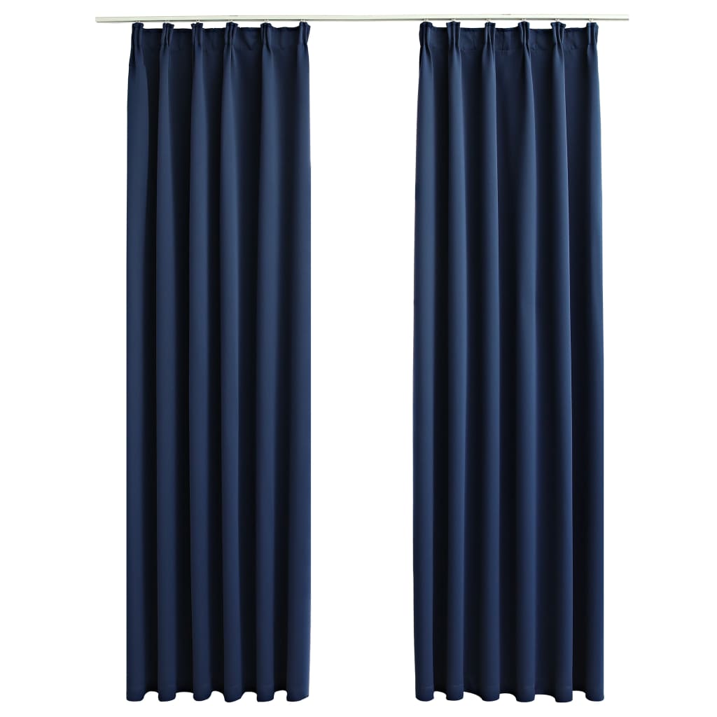 vidaXL Verdunkelungsvorhänge mit Haken 2 Stk. Blau 140x175cm