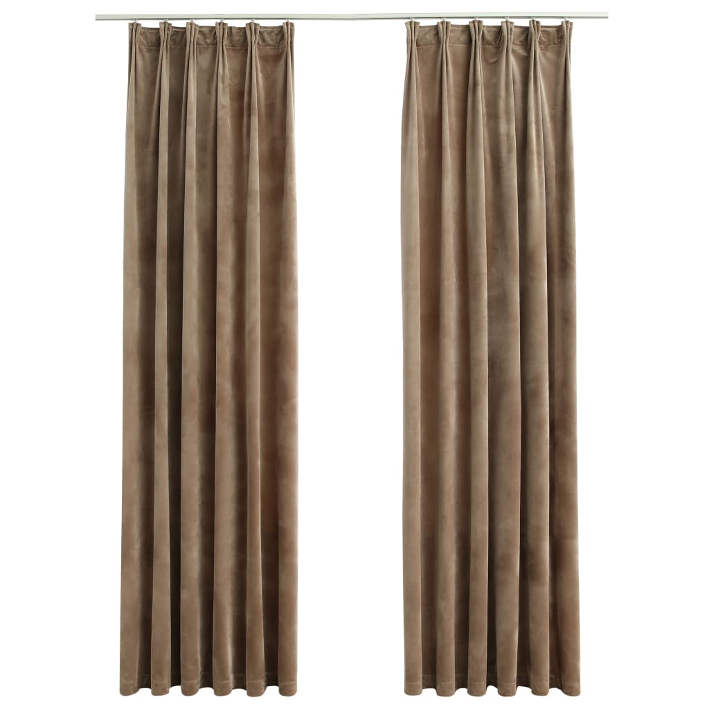 vidaXL Verdunkelungsvorhänge mit Haken 2 Stk. Samt Beige 140x245 cm