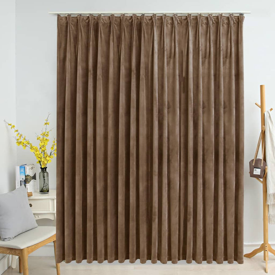 Verdunkelungsvorhang mit Haken Samt Beige 290 x 245 cm Stilecasa