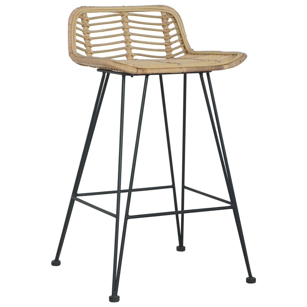 Barhocker 2 Stk. Rattan Natur Stilecasa