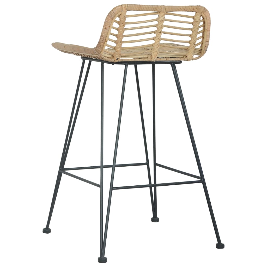 Barhocker 2 Stk. Rattan Natur Stilecasa