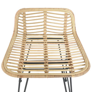 Barhocker 2 Stk. Rattan Natur Stilecasa