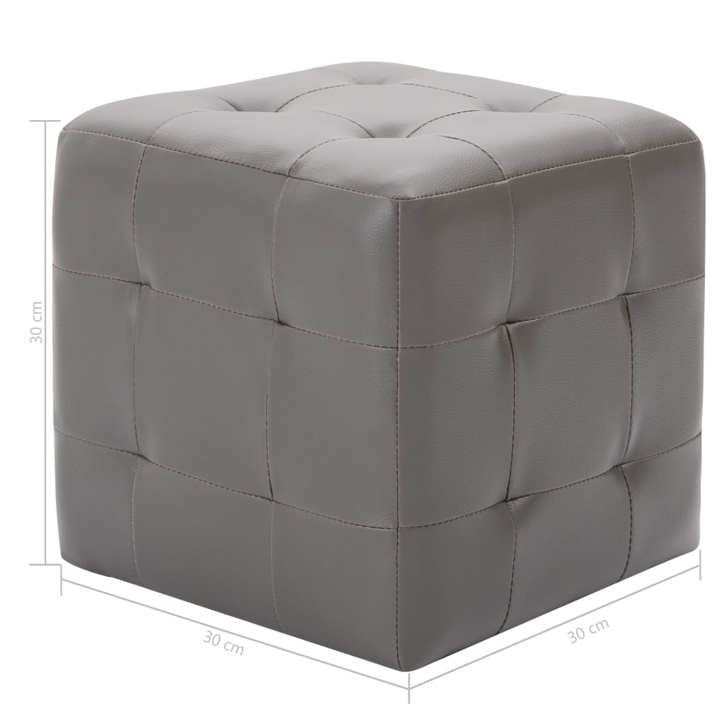 vidaXL Pouf 2 Stk. Grau 30x30x30 cm Kunstleder