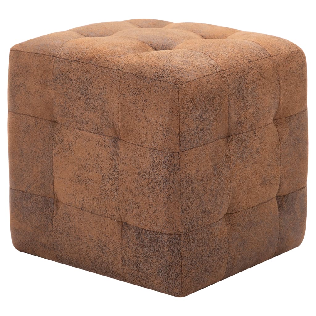 vidaXL Pouf 2 Stk. Braun 30x30x30 cm Wildleder-Optik