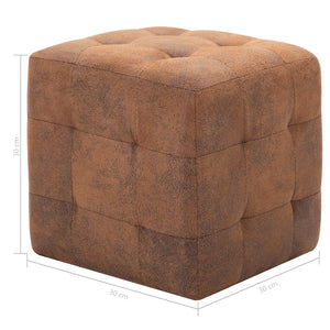 vidaXL Pouf 2 Stk. Braun 30x30x30 cm Wildleder-Optik