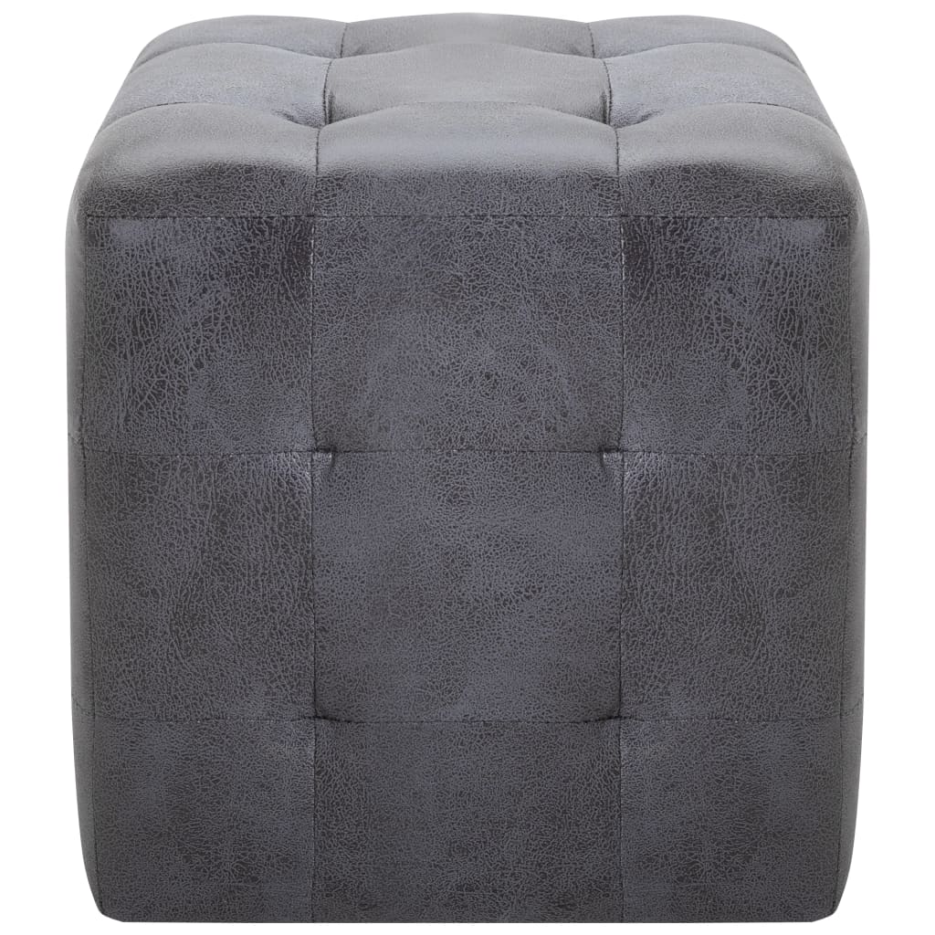 vidaXL Pouf 2 Stk. Grau 30x30x30 cm Wildleder-Optik