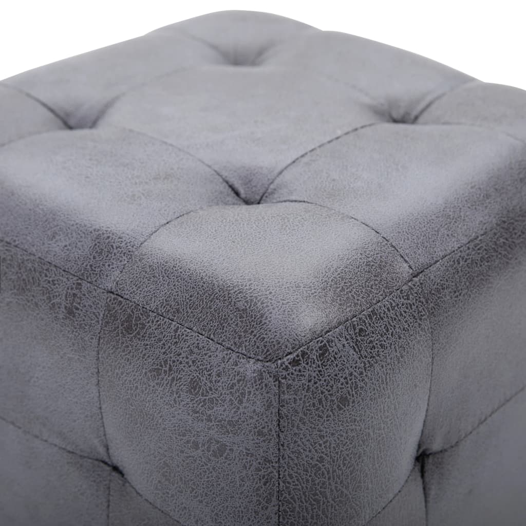 vidaXL Pouf 2 Stk. Grau 30x30x30 cm Wildleder-Optik