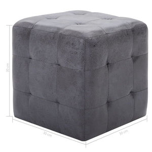 vidaXL Pouf 2 Stk. Grau 30x30x30 cm Wildleder-Optik