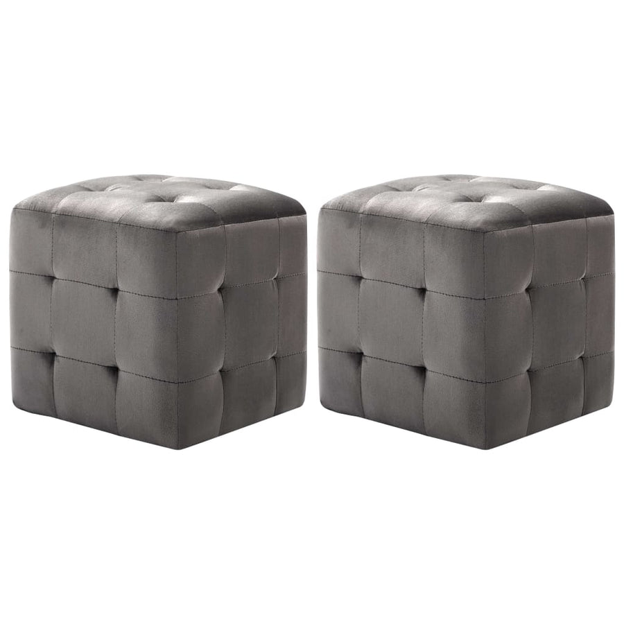 Pouf 2 Stk. Grau 30x30x30 cm Samtstoff Stilecasa