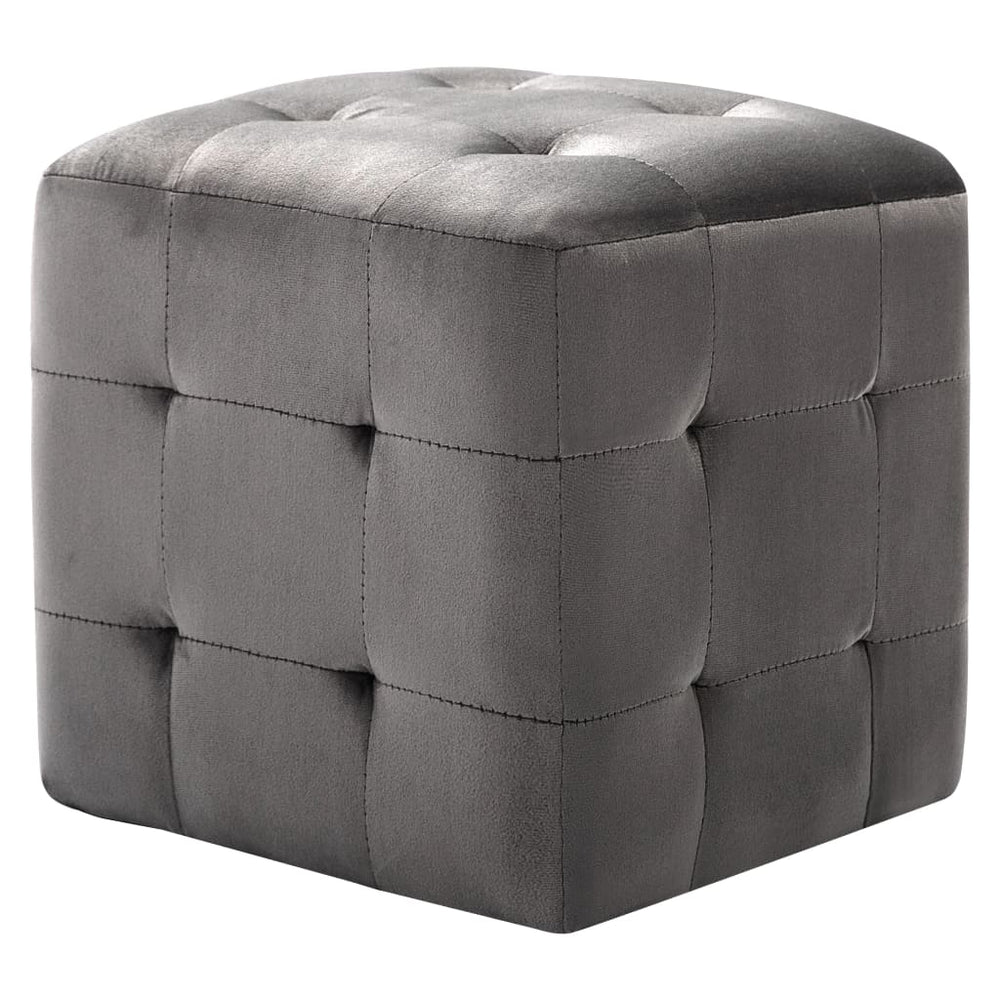 Pouf 2 Stk. Grau 30x30x30 cm Samtstoff Stilecasa