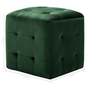 vidaXL Pouf 2 Stk. Grün 30x30x30 cm Samtstoff