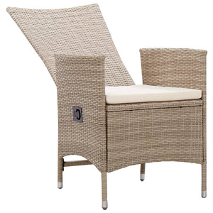 vidaXL Gartenstühle 2 Stk. mit Auflagen Poly Rattan Beige