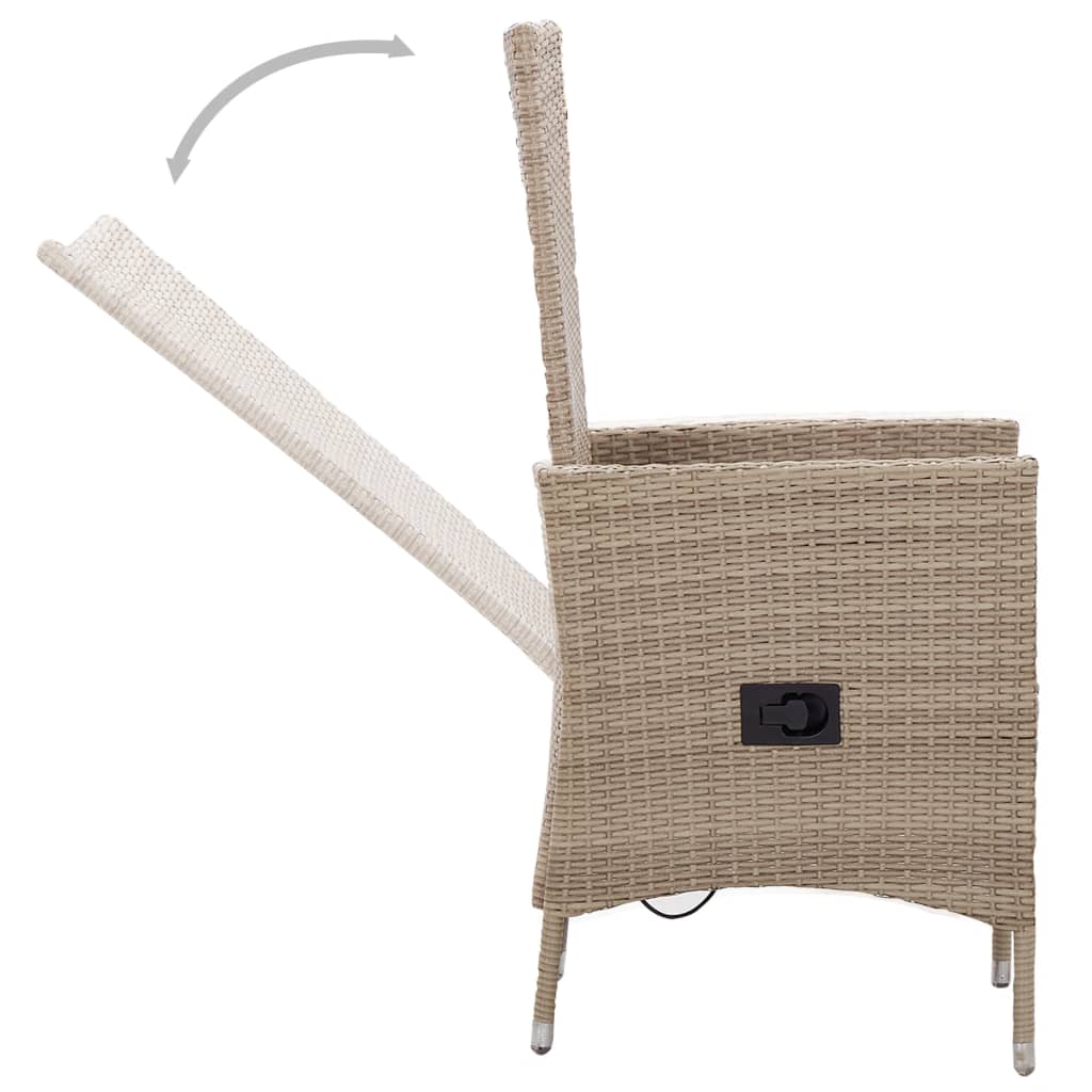 vidaXL Gartenstühle 2 Stk. mit Auflagen Poly Rattan Beige