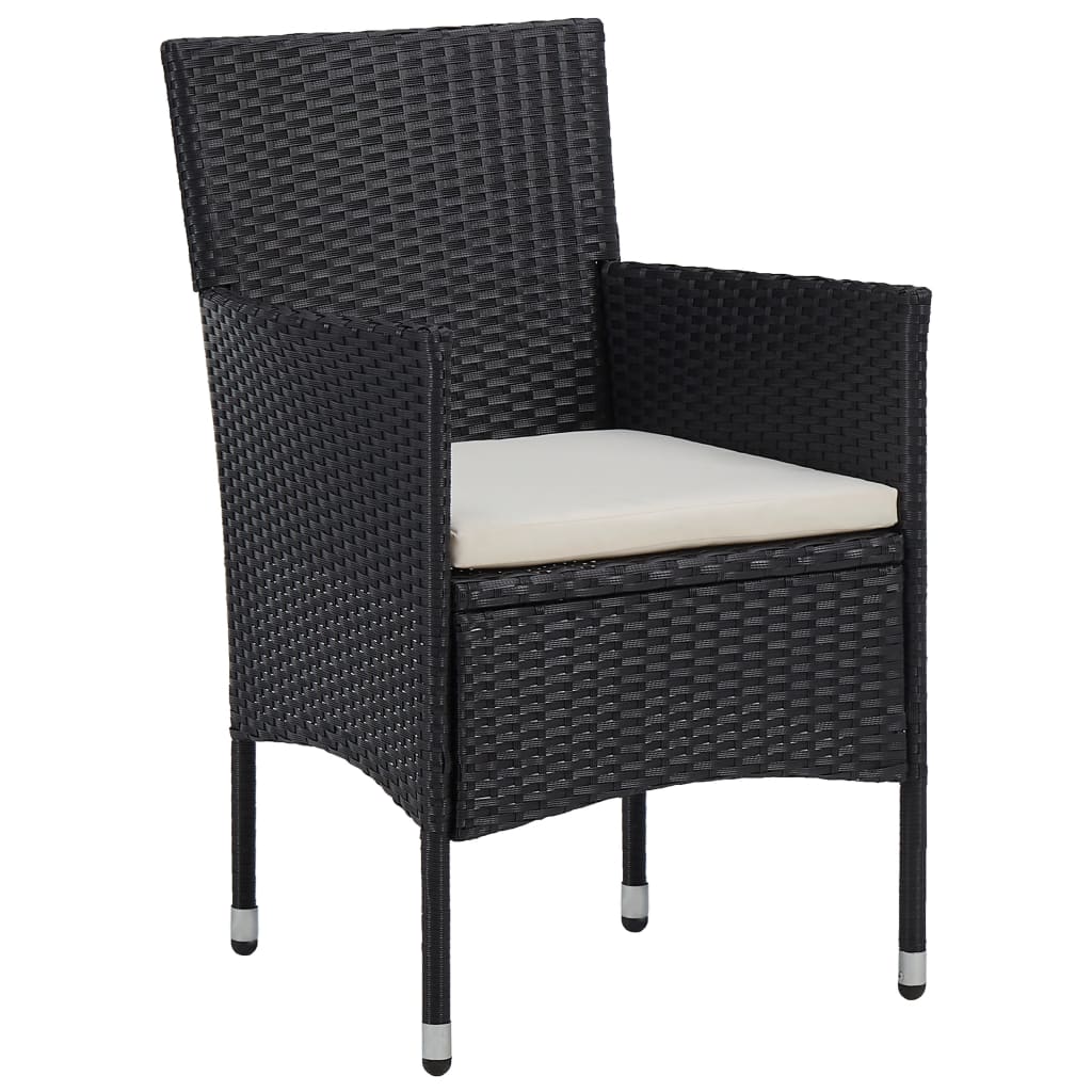 vidaXL Garten-Essstühle 2 Stk. Poly Rattan Schwarz