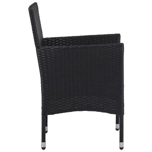 vidaXL Garten-Essstühle 2 Stk. Poly Rattan Schwarz