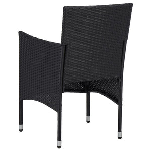 vidaXL Garten-Essstühle 2 Stk. Poly Rattan Schwarz