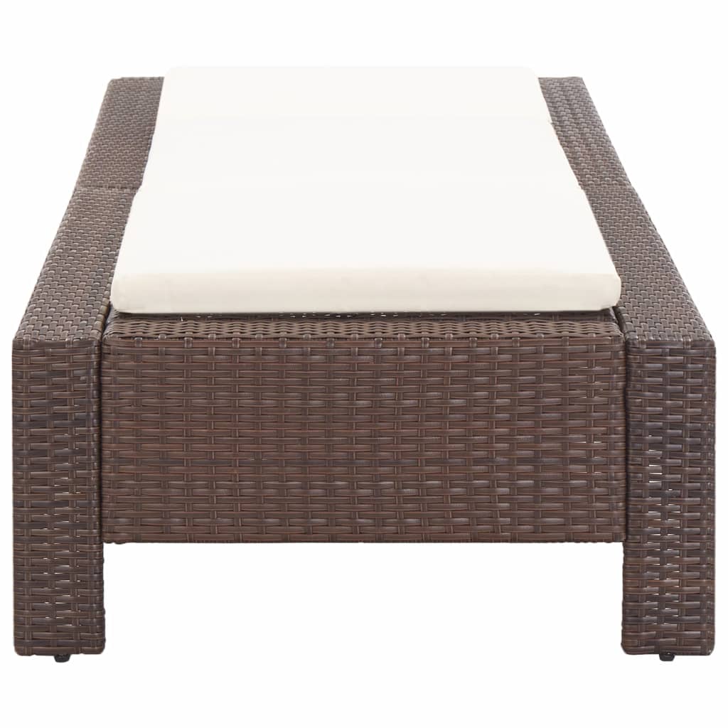 Sonnenliege mit Auflage Braun Poly Rattan