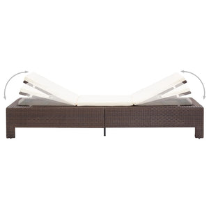 Sonnenliege mit Auflage Braun Poly Rattan