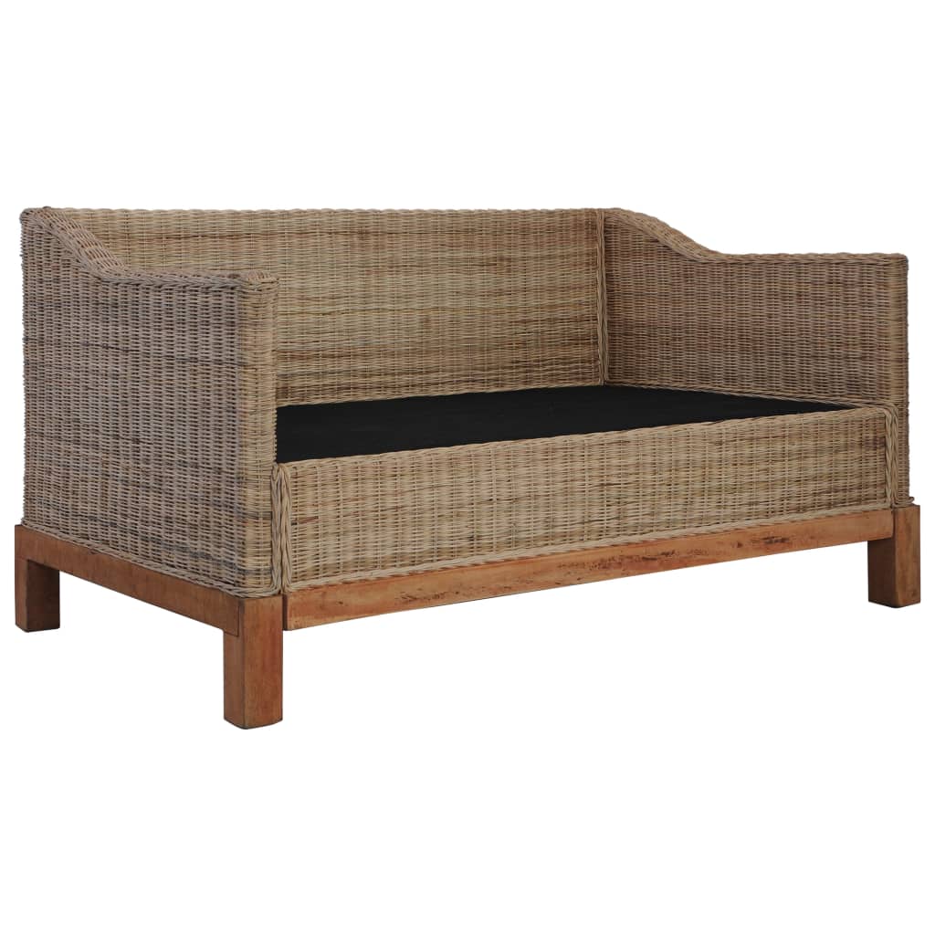 vidaXL 2-tlg. Sofagarnitur mit Kissen Natur Rattan