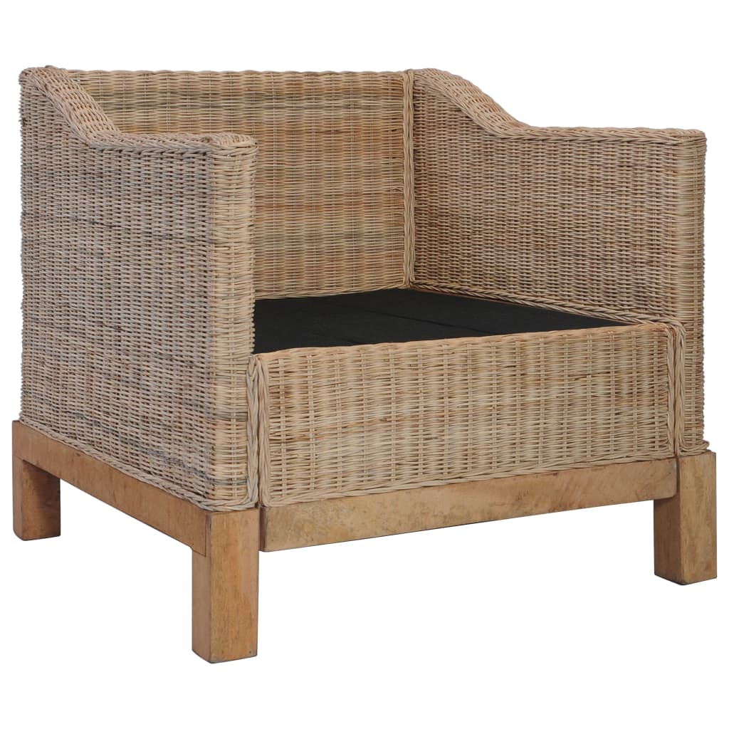 vidaXL 2-tlg. Sofagarnitur mit Kissen Natur Rattan