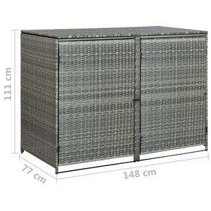 vidaXL Mülltonnenbox für 2 Tonnen Poly Rattan Anthrazit 148×77×111 cm