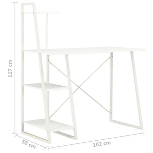 vidaXL Schreibtisch mit Regaleinheit Weiß 102×50×117 cm