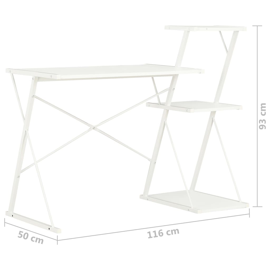 vidaXL Schreibtisch mit Regal Weiß 116×50×93 cm