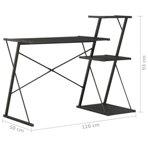 vidaXL Schreibtisch mit Regal Schwarz 116×50×93 cm