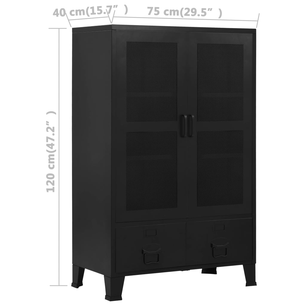 vidaXL Büroschrank mit Maschengittertüren Industriell 75×40×120 cm Stahl