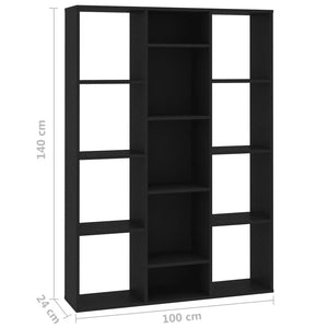 Raumteiler/Bücherregal Schwarz 100x24x140 cm Holzwerkstoff Stilecasa