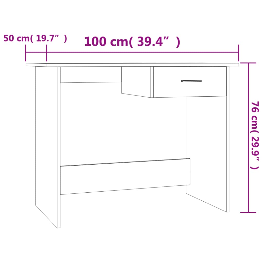 Schreibtisch Sonoma-Eiche 100x50x76 cm Holzwerkstoff Stilecasa