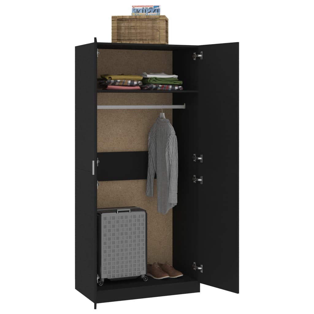 Kleiderschrank Schwarz 90x52x200 cm Holzwerkstoff