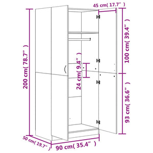 Kleiderschrank Betongrau 90x52x200 cm Holzwerkstoff Stilecasa