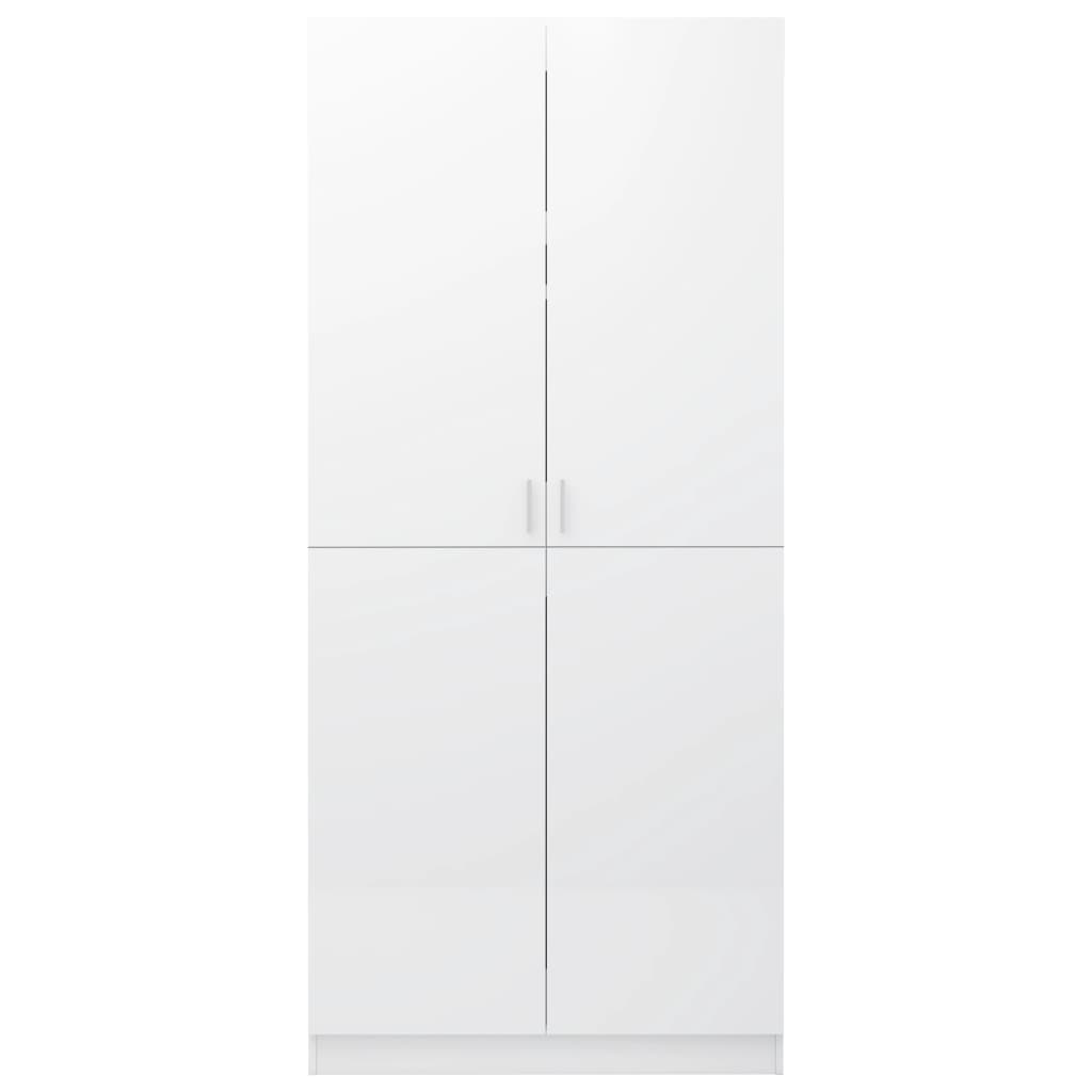 Kleiderschrank Hochglanz-Weiß 90x52x200 cm Holzwerkstoff Stilecasa