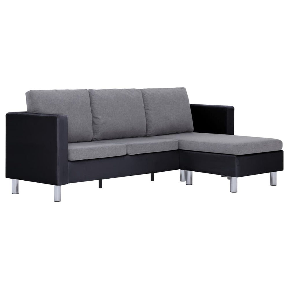 3-Sitzer-Sofa mit Kissen Schwarz Kunstleder Stilecasa