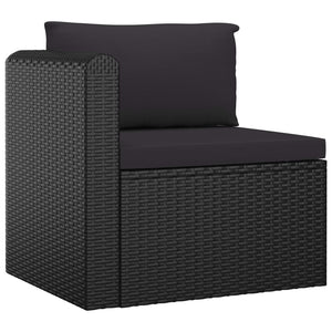 vidaXL 7-tlg. Garten-Lounge-Set mit Auflagen Poly Rattan Schwarz