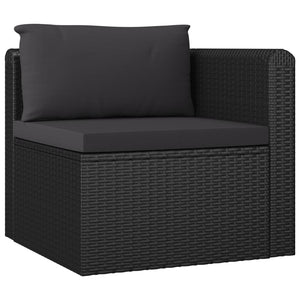 vidaXL 7-tlg. Garten-Lounge-Set mit Auflagen Poly Rattan Schwarz