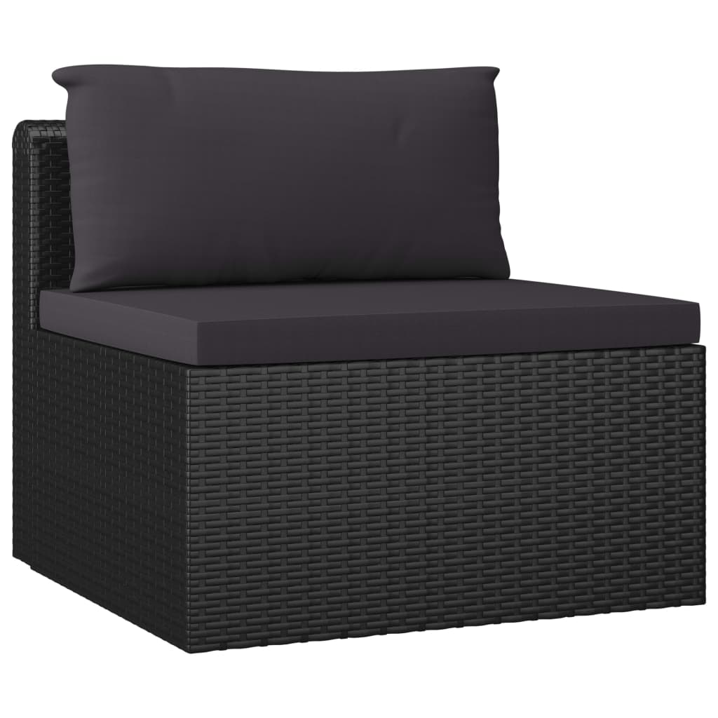 vidaXL 7-tlg. Garten-Lounge-Set mit Auflagen Poly Rattan Schwarz