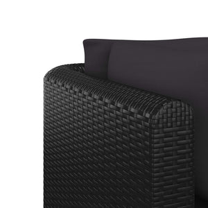 vidaXL 7-tlg. Garten-Lounge-Set mit Auflagen Poly Rattan Schwarz