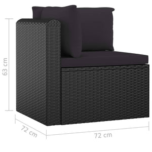 vidaXL 7-tlg. Garten-Lounge-Set mit Auflagen Poly Rattan Schwarz