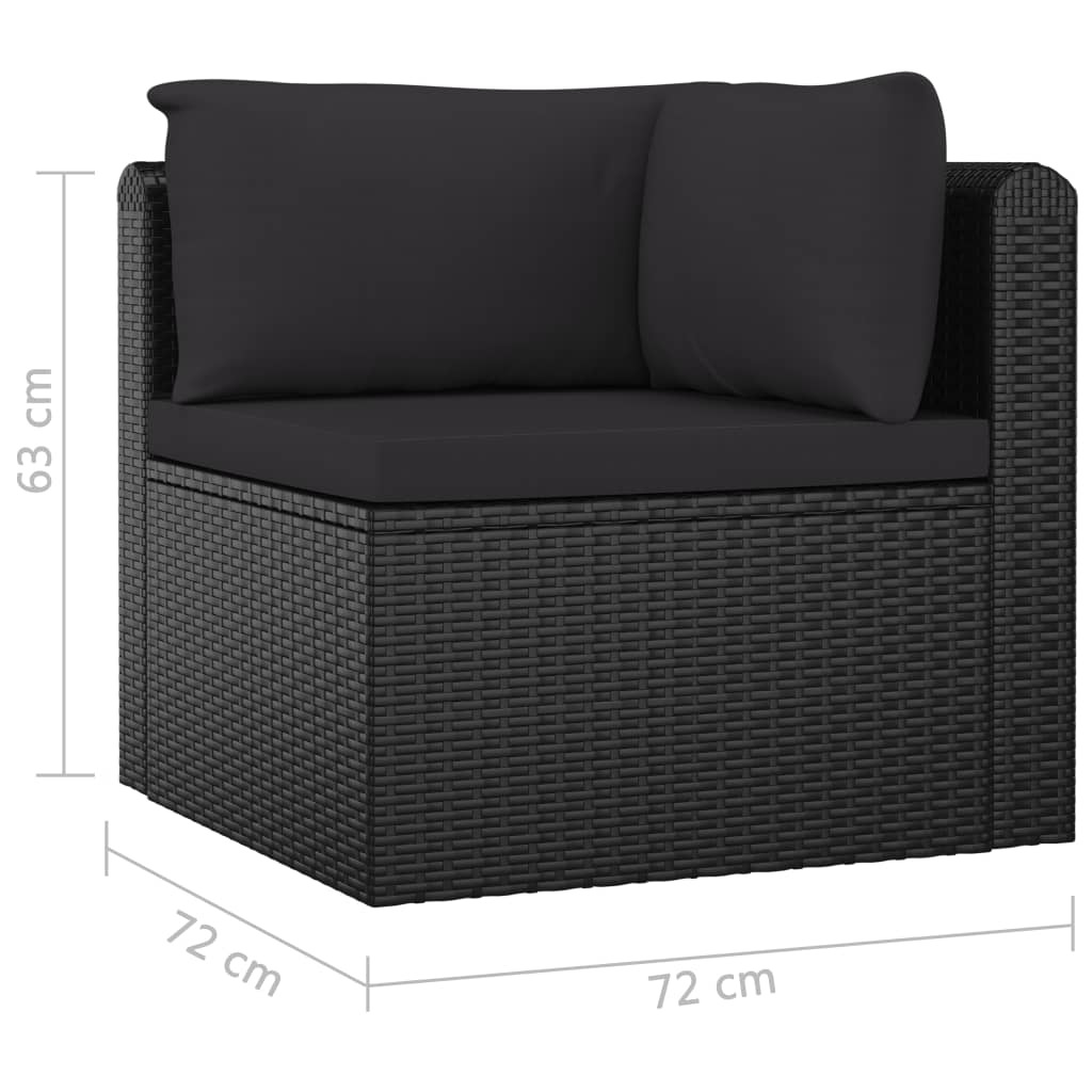 vidaXL 7-tlg. Garten-Lounge-Set mit Auflagen Poly Rattan Schwarz