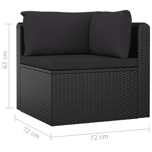 vidaXL 7-tlg. Garten-Lounge-Set mit Auflagen Poly Rattan Schwarz