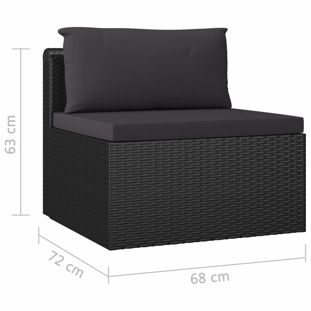 vidaXL 7-tlg. Garten-Lounge-Set mit Auflagen Poly Rattan Schwarz