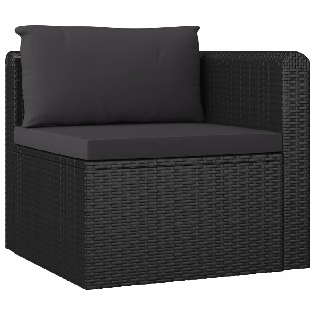 vidaXL 4-tlg. Garten-Sofagarnitur mit Auflagen Poly Rattan Schwarz