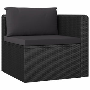 vidaXL 4-tlg. Garten-Sofagarnitur mit Auflagen Poly Rattan Schwarz