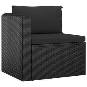 vidaXL 4-tlg. Garten-Sofagarnitur mit Auflagen Poly Rattan Schwarz