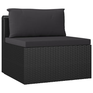 vidaXL 4-tlg. Garten-Sofagarnitur mit Auflagen Poly Rattan Schwarz