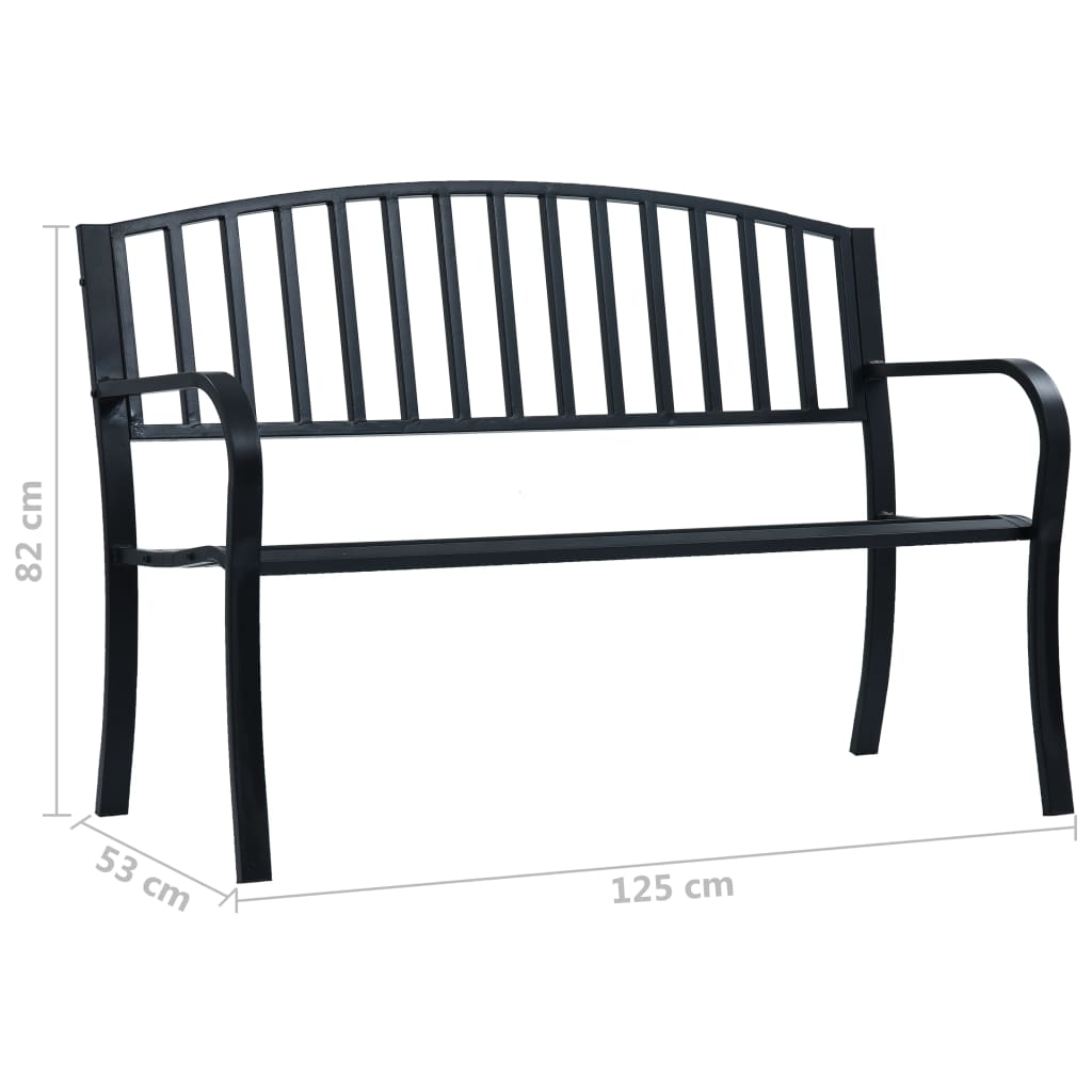 vidaXL Gartenbank 125 cm Schwarz Stahl