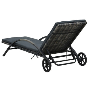 Sonnenliegen mit Tisch Poly Rattan Anthrazit